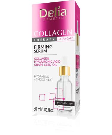 Delia Cosmetics - Collagen Therapy - Firming Serum - Every Skin Type - Hydrating - Smoothing - Collagen - Hyaluronic Acid - Grape Seed Oil - 50 ml