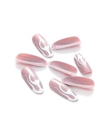 Brishow Coffin Artificial Nails - 24 Pieces French Short Love Heart Press-On Acrylic Nails for Women & Girls - Buy Online on GoSupps.com