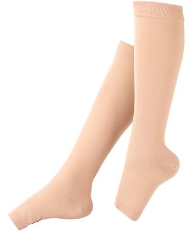 SH-RUIDU Waden Compression Socks 20-30 mmHg | Elastic Open Toe Calf Stockings for Pain Relief | Best Support for Shin & Calf Pain | Stockings in Meat Color - Buy Online on GoSupps.com