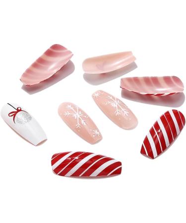 Christmas False Nails Snowflake Press on Nails Elk Stick on Nails Red Long Fake Nails Full Cover Nails Tips 24pcs for Women and Girls With solid glue nail lamp (Size : 9) - Buy Online on GoSupps.com
