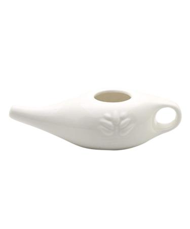 Ceramic Neti Pot 250ml Durable Ceramic Neti Pot with Handle Handcrafted Nasal Washing Jug Comfortable Spout Pot for Sinus Rhinitis Allergy Relaxing White