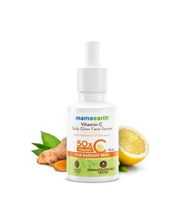 Mamaearth Vitamin C Daily Glow Face Serum | Hydrate & Brighten | Turmeric Extract for All Skin Types | Unisex | 10ml - Buy Online on GoSupps.com