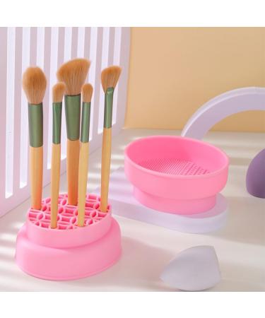PATKAW Makeup Brush Cleaner Bowl Silicone Makeup Brush Cleaner Mat Scrubber with Brush Drying Holder Cosmetic Cleaning Tool Organizer for Powder Puffs Sponges - Buy Online on GoSupps.com