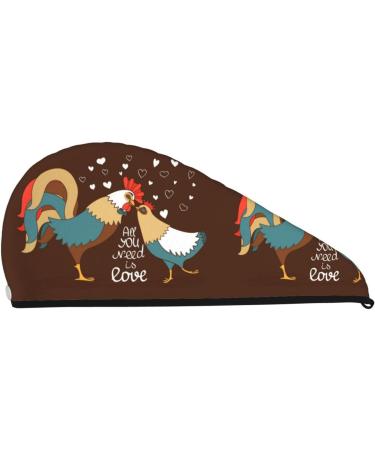 Rooster & Chicken Microfiber Hair Towel | Soft Super Absorbent Wrap for Long Curly & Thick Hair | Quick Dry Coral Velvet for Women - Buy Online on GoSupps.com