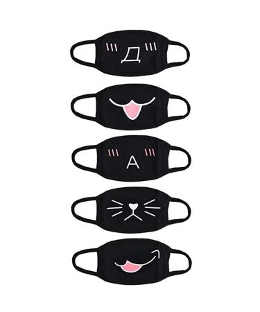 UMFun 10PCS Cotton Anime Face Covers - Protective Fabric Cute Kawaii Face Cover & Reusable Mouth Cover