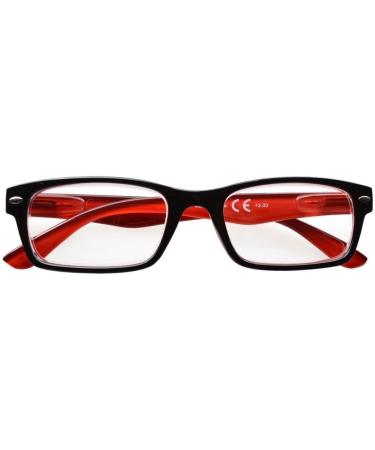 Eyekepper Black-Red Plastic Frame Reading Glasses with Spring Hinges & Case - Stylish & Comfortable | International Shipping Available - Buy Online on GoSupps.com