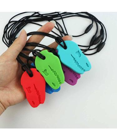 5-Piece Sensory Chewing Necklace Set | Food-Grade Silicone Dinosaur Skull Biting Toys for Autism & ADHD Relief - Buy Online on GoSupps.com
