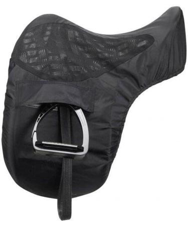 LeMieux ProKit Ride On Dressage Saddle Cover - Black with Silicone Grip Seat - Waterproof Polyester Outer & Fleece Lining - One Size - Buy Online on GoSupps.com
