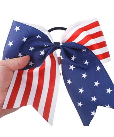 American Flag Cheer Bow for Girls - Red White Blue Patriotic Hair Accessory - Buy Online on GoSupps.com