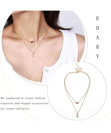 Edary Boho Moon Heart Pendant Necklace - Gold Jewelry Accessories for Women | International Shipping - Buy Online on GoSupps.com