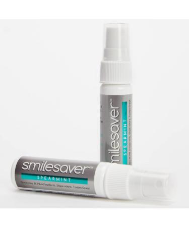 Smilesaver - Fast, convenient cleansing & freshening spray for Retainers, Clear Aligners, Mouth Guards, Night Guards - Stops odors. Tastes great. No scrubbing/rinsing (2 Pack)