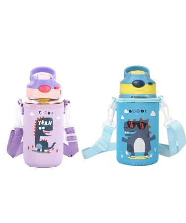 2Pack-Children's Water Bottle Carrier Protect and insulate your water bottle With adjustable straps Suitable for most children's water bottles Blue + Purple