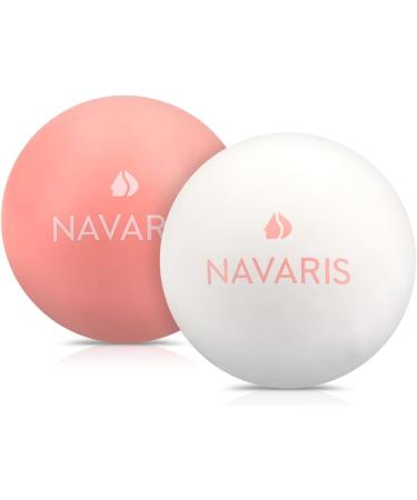 Navaris Massage Ball Set - Fascia & Trigger Point Self-Massage Balls for Foot Pain Relief - Lacrosse Style - White & Pink - Buy Online on GoSupps.com