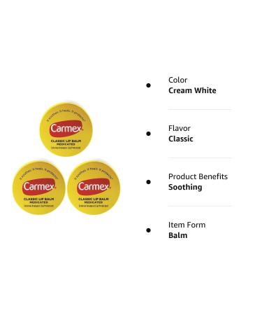 Carmex Classic Medicated Lip Balm 0.25 oz (Pack of 6) - Moisturizing Lip Care - Buy Online on GoSupps.com