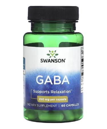 Swanson - GABA (Gamma-Aminobutyric Acid) | Relaxation & Stress Reduction | 250mg per capsule - 60 capsules