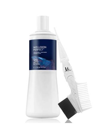 M Hair Designs Tint Brush/Comb for Welloxon Perfect Developer 3% 10 Volume 33.8 Ounce (Bundle 2 items) 1-Liter 10 Volume-