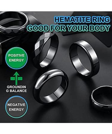 Genuine Hematite Rings Set - 24 Pieces Non-Magnetic Black Stone Rings for Negative Energy - Sizes 6-13 | Teen Girl Cool Jewelry - Buy Online on GoSupps.com