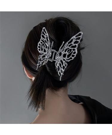 2 Pack Butterfly Metal Large Hair Claw Clips for Women - Retro Black/Silver Hair Jaw Clips - Strong Hold for Thick Hair - Fashionable Hair Accessories for Girls - Buy Online on GoSupps.com
