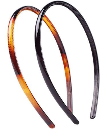 Set of 2 Women Girls Hard Plastic Headband Hair Hoop Black and Brown High-grade Headwear Hairband (Style A#) - Buy Online on GoSupps.com