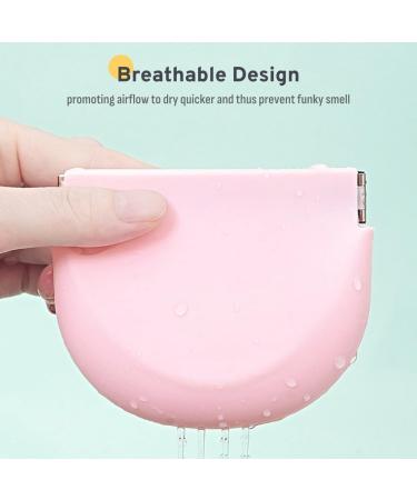 Stylish Pink Soft Silicone Retainer Holder | Portable Night Guard Case with Vent Holes | Slim Aligner Box for Travel & Invisalign Compatibility - Buy Online on GoSupps.com
