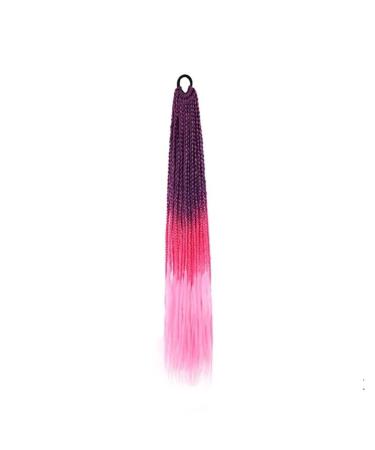 Hair Bun 24 Inch Braided Ponytail Multicolor Braid Extensions Rainbow Braided Hair Extensions Synthetic Wigs with Elastic Bands Hair Extension Hair Piece (Color : #17 Size : 24inch) 24inch #17