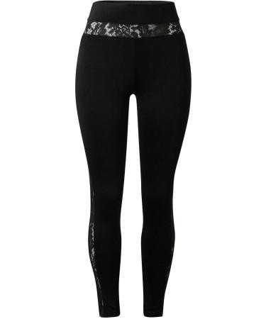 Jiqing Women's Floral Lace Sports Leggings | Fitness & Yoga Pants - Sizes 44 Black - Buy Online on GoSupps.com
