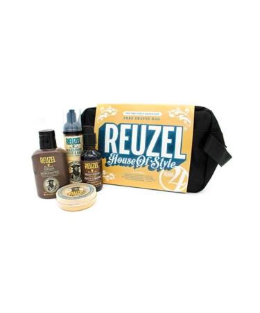 Reuzel beard care set with a cultural bag 4-pc.|Beard oil beard balm Beard Foam Wood & Spice & No Rinse Beard Wash |Try the Style Beard Kit