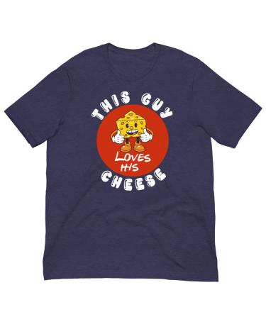 Cheese Gift - This Guy Loves his Cheese Funny Food t Shirt The for a Cheese Lover or Foodie Fan M Heather Midnight Navy