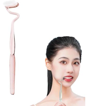 S-Type Vertical toothbrush for adults men and women special shape soft tongue coating cleans the interdental spaces and massages the gums pink 1 piece (1 pack) rose