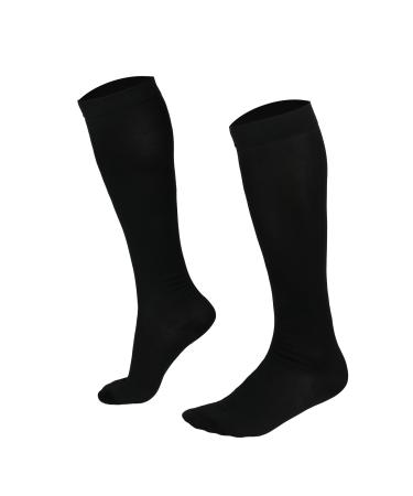 WELSBERG 1 Pair Compression Socks Size UK 6-10 Support Stockings for Women and Men Unisex Black Compression Knee Height for Sports Flight Running Tennis Travel