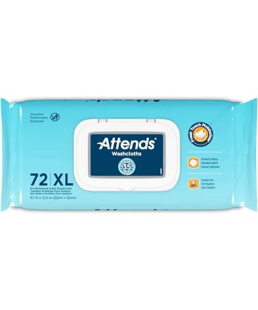 Attends Scented Adult Incontinence Care Washcloths - Hypoallergenic, Latex & Alcohol Free - White, 72 Count (Pack of 12) - Buy Online on GoSupps.com