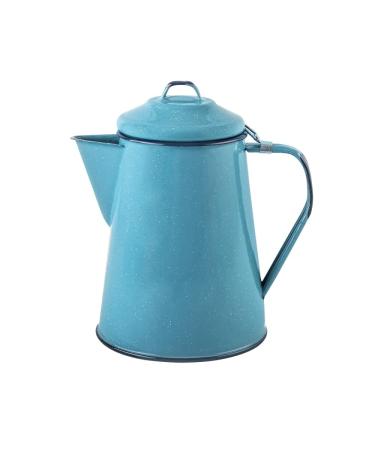 Cinsa Enamelware Coffee Pot (Turquoise Color) - 8 Cups - Camping Essentials - Hot Water for Coffee and Tea - Light and Resistant 8 cups Turquoise