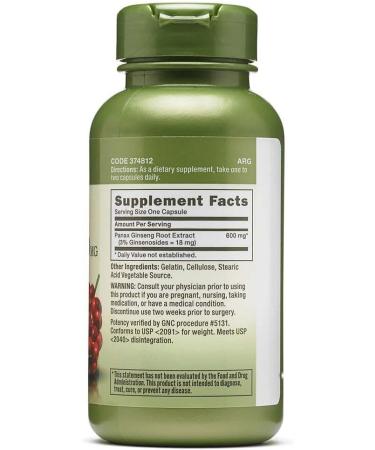 GNC Herbal Plus Panax Ginseng 600mg Capsules - Enhance Vitality and Energy - 100 Count - Buy Online on GoSupps.com