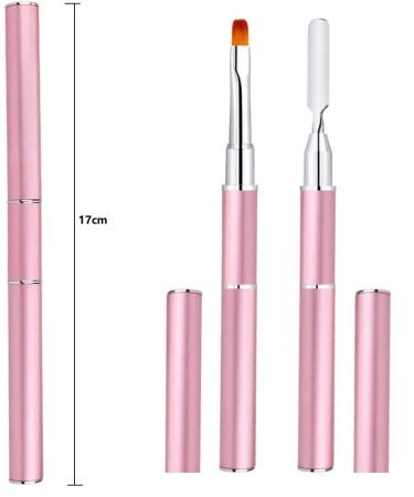 2-Part Nail Gel Brush Set | 2-in-1 Polymer Gel Tool - UV/LED Nail Art & Extensions - Pink Spatula & Brush Combo - Buy Online on GoSupps.com