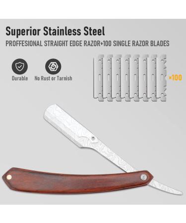 Professional Barber Straight Razor | 100 Single Edge Blades | Premium Stainless Steel Shaver for Men | Home & Salon Grooming (NO.131 - Buy Online on GoSupps.com
