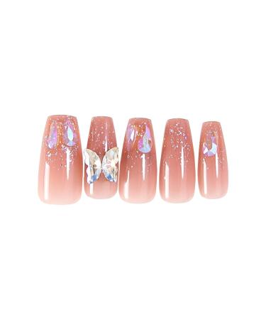 AJTUTUS Butterfly False s Long Ballerinas Stick on s Full Cover Tips Artificial s Press On s for Women