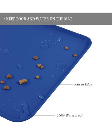 Reopet Waterproof Silicone Feed Mats for Pets | Elevated Edges for Dogs & Cats | 87x57 cm | Navy Blue - 1-Pack - Buy Online on GoSupps.com