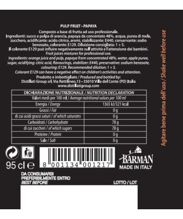 DREAMY Papaya Pulp 95cl - Cocktail/Mocktail Puree for Smoothies & Milkshakes - 950ml Pack of 1 - Buy Online on GoSupps.com