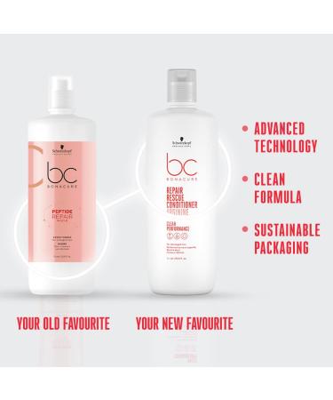 Schwarzkopf SK BC Peptide Repair Rescue Conditioner 1000ml - Powerful Moisturizing Hair Treatment International Shipping Available - Buy Online on GoSupps.com
