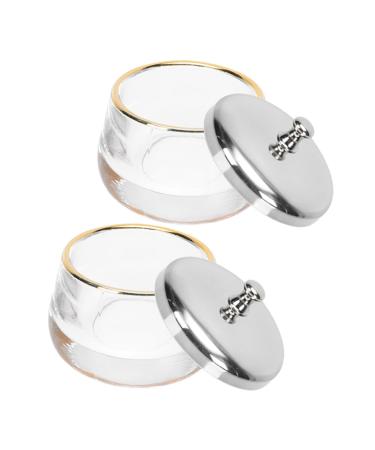 2pi ces Gobelets Verre pour Dissolvant de Vernis Ongles Lot Couvercle Inoxydable Utilisables pour Manucure et Nail Art