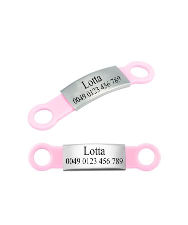 2 pieces of silicone dog brand with engraving pet ID brand to postpone personalized animal brands for dogs and cats rosa s (2 Pack)