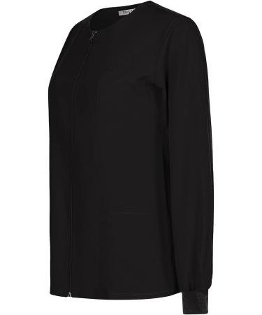 Women's Minty Mint Long Sleeve Stretch Neck Patch Pocket Scrub Jacket - Small, Black - Buy Online on GoSupps.com