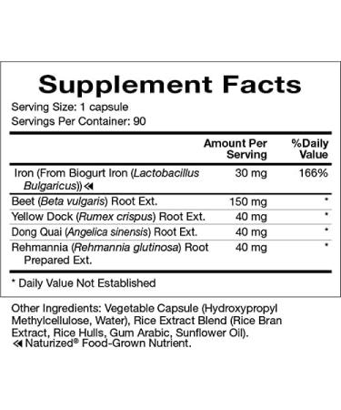 Iron Synergy by Natura Health Products - 30mg Food-Grown Iron Complex with Blood Building Herbs - 90 Capsules - Buy Online on GoSupps.com