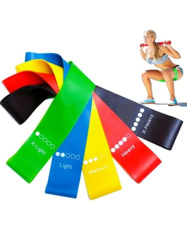 Resistance Bands: Workout Essentials for Women and Men - 5 Set of Stretch Bands for Booty Legs Pilates Flexbands