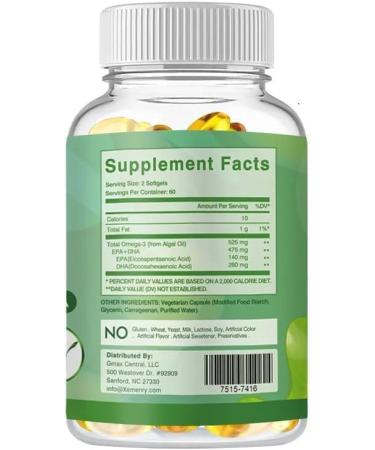 Vegan Omega-3 (120 capsules) Seaweed Oil 475mg - with EPA DHA - Bone & Joint Support - Buy Online on GoSupps.com