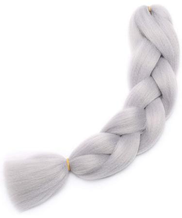 Braiding Hair Extensions Jumbo Braid Hair 24 Inch 1pc High Temperature Synthetic Fiber Hair Extension Light Grey for Women Light Grey 1pc-100g - Buy Online on GoSupps.com