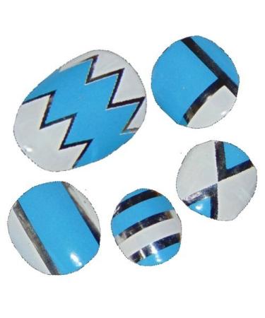 Chix Nails Little Chix Children's Minx Trendy Style Finger Toe Foils Nail Wraps Blue Chrome Various Shapes Print