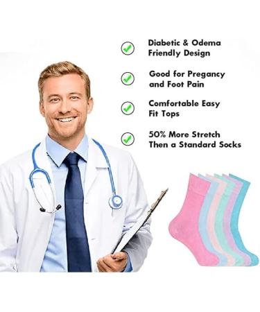 COSHAL 3 Pairs Womens Diabetic Socks wide Honey Comb top soft cuff Ankle Medium-Elastic Grip Soft Toe cosy feel for sensitive feet Legs Non-Binding Circulatory Socks SIZE (4-7) One Size Pastel Colours ( 3 Pairs) - Buy Online on GoSupps.com