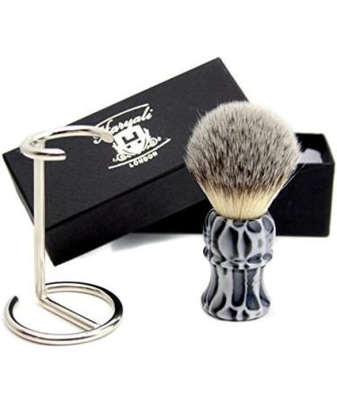 Premium Synthetic Hair Brush with Stand - Animal Pattern in Blue/Black - International Shipping Available - Buy Online on GoSupps.com