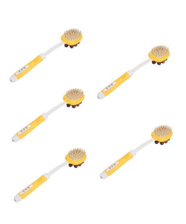Beaupretty 5 Pieces Massagehammer Handrubber Wooden tools Hand massage device Double head Back scratch Backcarrow Handbaring Bavarian Burst Retirement Gift Body massage device Tower rod 42x8.5cmx5pcs Gelbx5stk